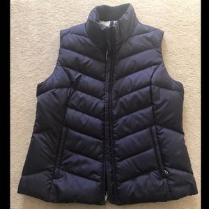 Eddie Bauer Navy Goose Down Vest w/ Sherpa Collar